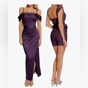 Elegant Strapless Purple Dress